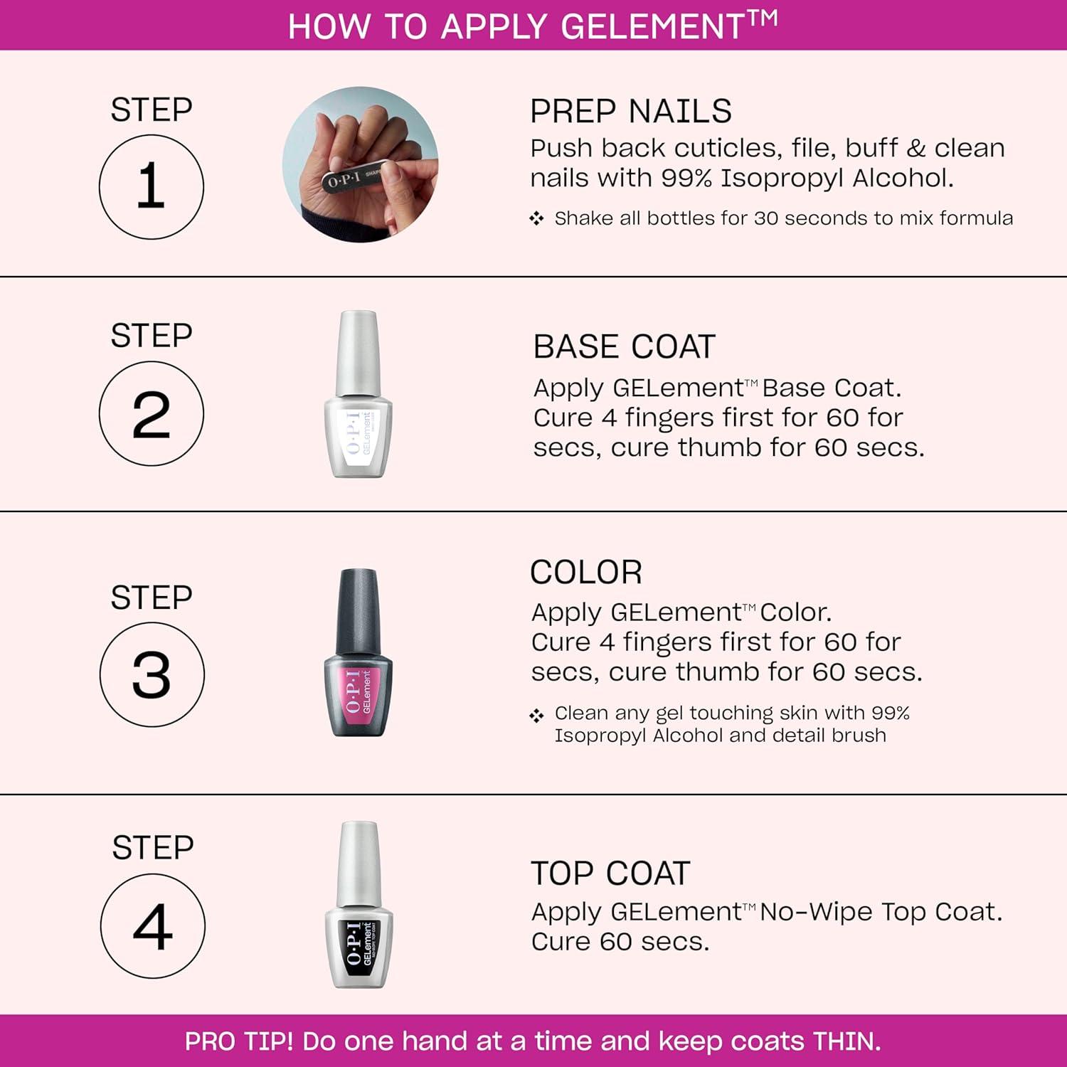 imageOPI GELement LED Cure Gel Nail Polish System DIY Salon Quality Assorted Colors Base amp Top Coat LED Curing Lamp Starter Kit Prep Supplies Sold Separately Vegan Soak Off RemovalMade Ya Blush SemiSheer Soft Light Pink Crme