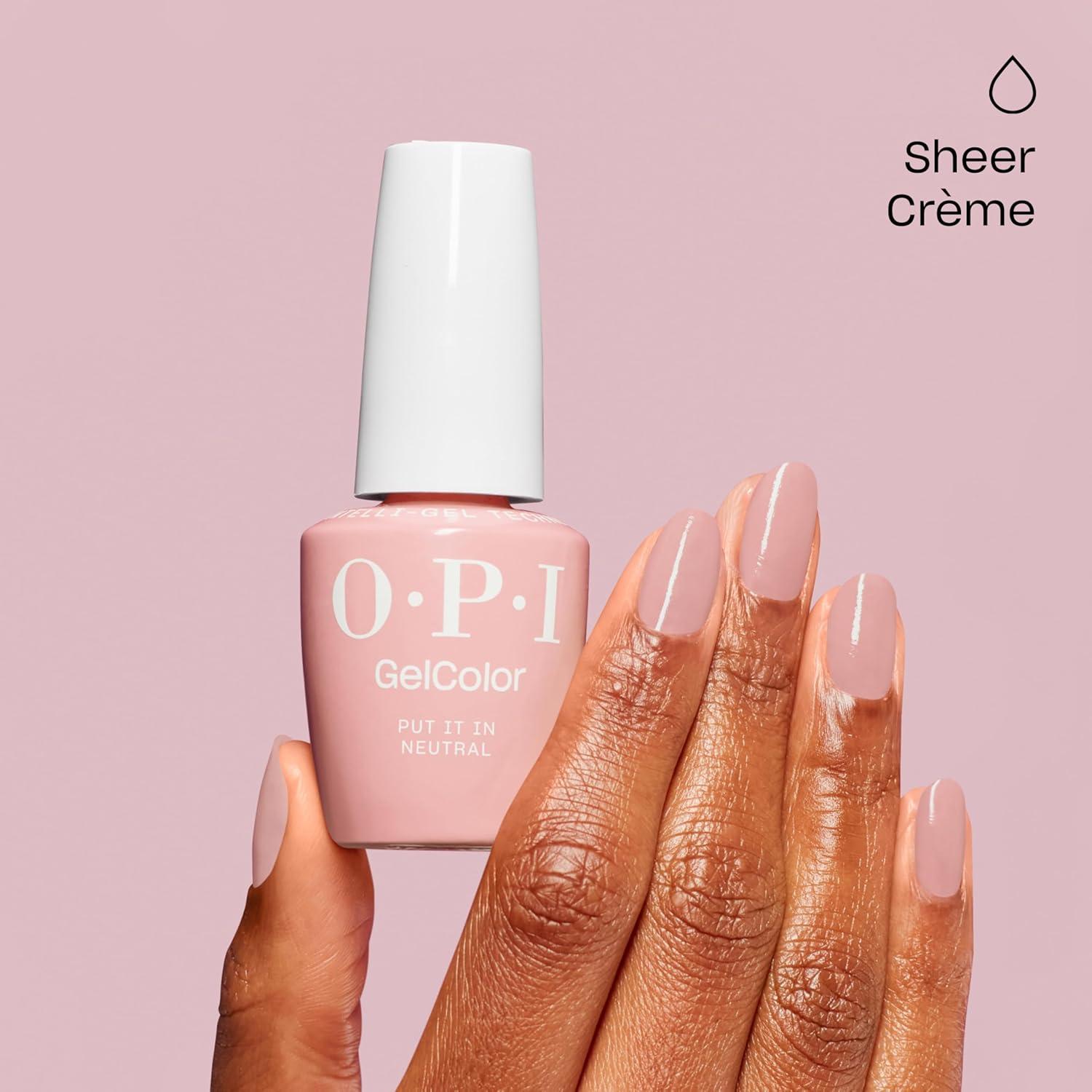 imageOPI GelColor LED Cure Gel Nail Polish Nude amp Brown Shades SalonQuality Shine LongLasting Wear Easily Soak Off Removal Vegan amp HEMA Free 05 Fl OzPut It in Neutral Sheer Soft Nude Pink