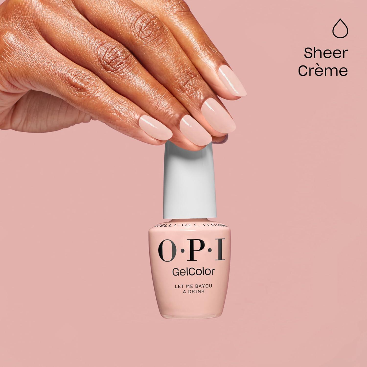 imageOPI GelColor LED Cure Gel Nail Polish Nude amp Brown Shades SalonQuality Shine LongLasting Wear Easily Soak Off Removal Vegan amp HEMA Free 05 Fl OzLet Me Bayou a Drink Sheer Soft Neutral Pink Shimmer