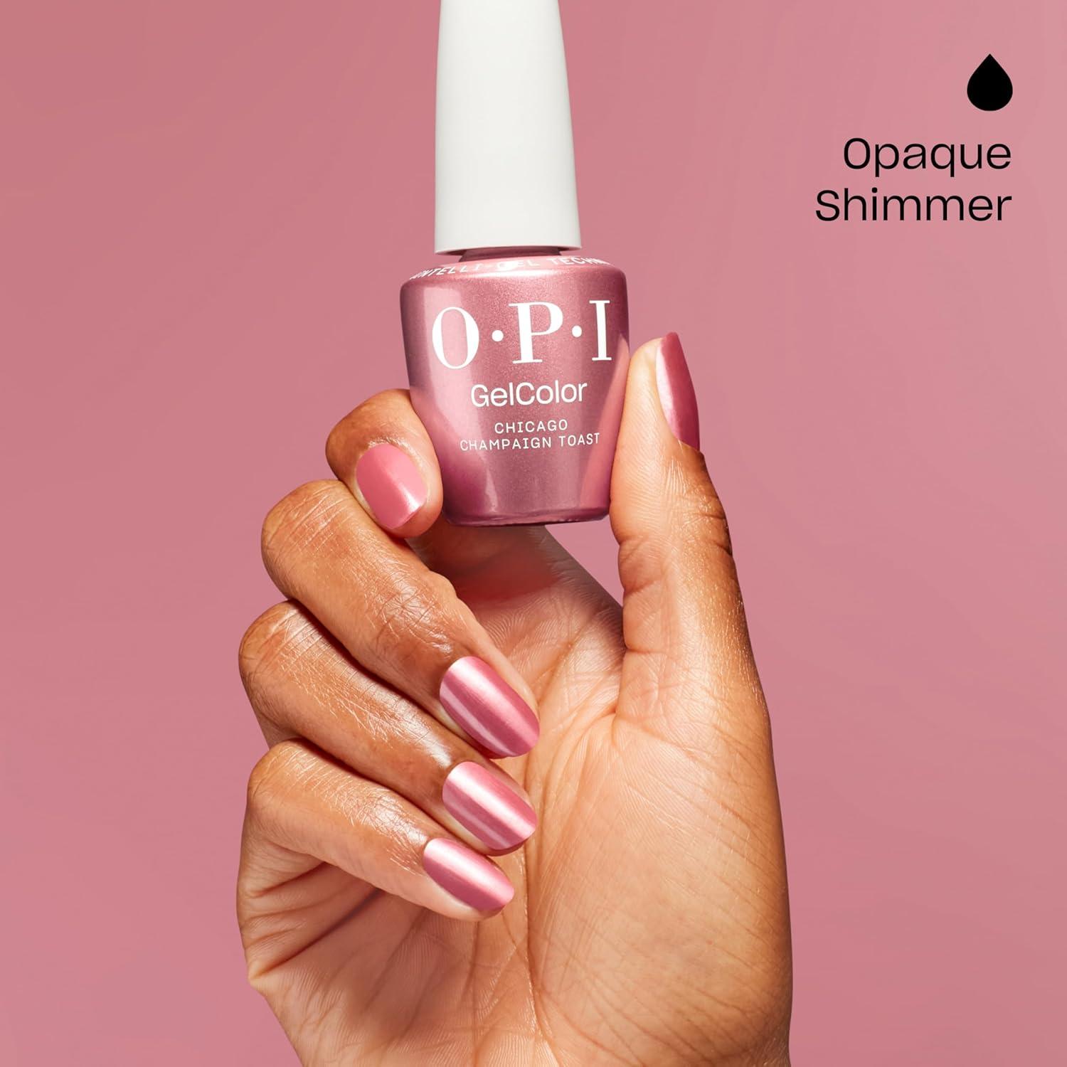 imageOPI GelColor LED Cure Gel Nail Polish Pink amp Purple Shades SalonQuality Shine LongLasting Wear Easily Soak Off Removal Vegan amp HEMA Free 05 Fl OzChicago Champagne Toast Opaque Dark Pink Pearl Shimmer