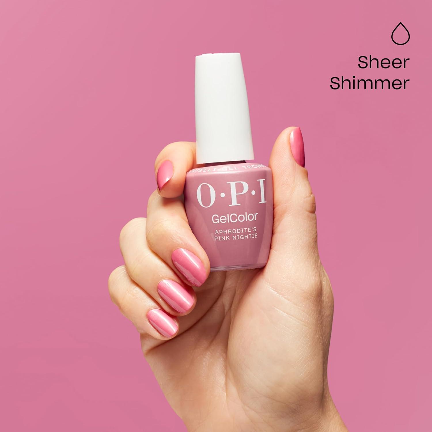imageOPI GelColor LED Cure Gel Nail Polish Pink amp Purple Shades SalonQuality Shine LongLasting Wear Easily Soak Off Removal Vegan amp HEMA Free 05 Fl OzAphrodites Pink Nightie Sheer Cool Pink Pearl Shimmer