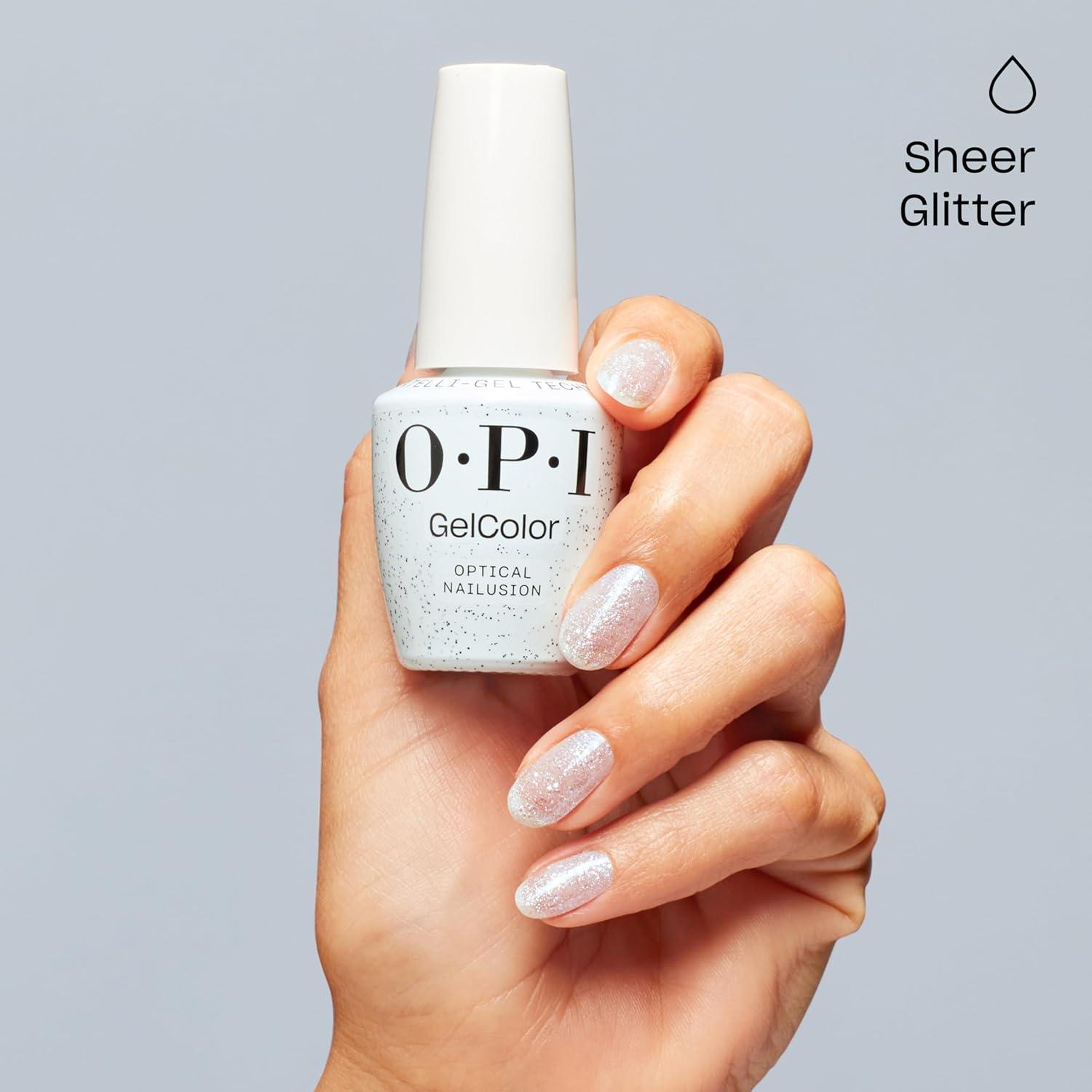 imageOPI GelColor LED Cure Gel Nail Polish White Gray amp Black Shades SalonQuality Shine LongLasting Wear Easily Soak Off Removal Vegan amp HEMA Free 05 Fl OzOptical Nailusion Opaque Bright Iridescent White Glitter