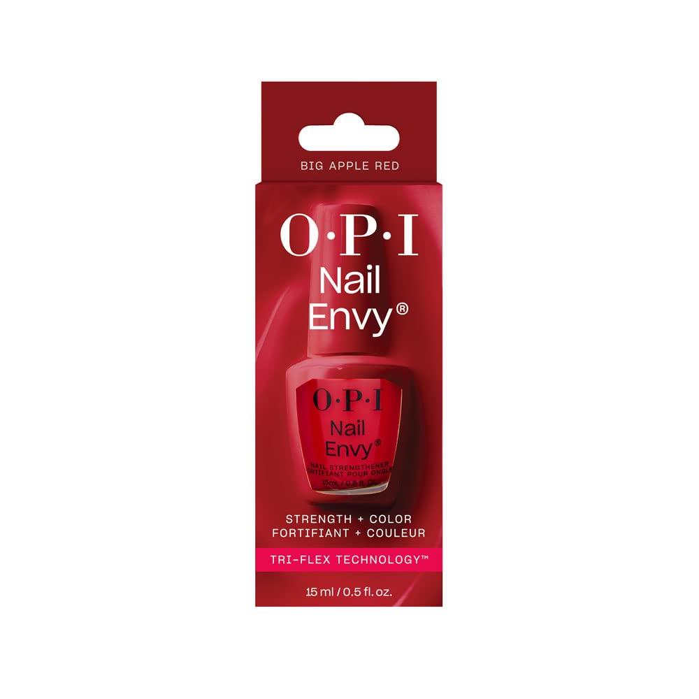 imageOPI Nail Envy Nail Strengthener Clear amp Opaque Crme Nail Polish Treatment Strengthen Weak amp Thin NailsBig Apple Red