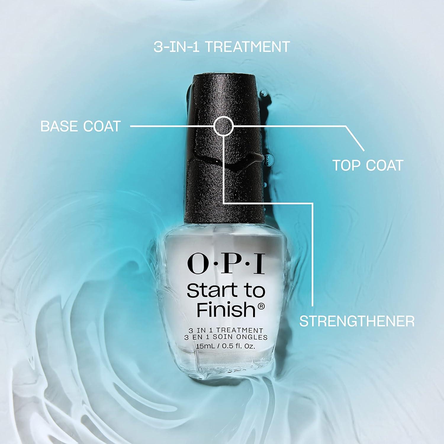 imageOPI Nail Lacquer Base Coat Clear Nail Polish Base Coat Chip Resistant Protects Nails Prevents DiscolorationStart to Finish 3 in 1 Treatment