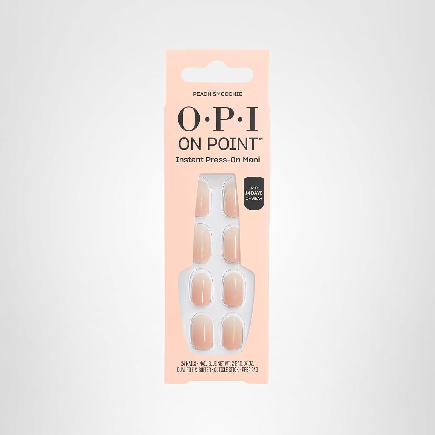 imageOPI On Point Press On Nails Short Round Classic amp Accent Nail Art Press On Nails 24 Count With Nail Glue Instant PressOn Mani Long Lasting Reusable NondamagingPeach Smoochie Nude Ombr Peach Beige