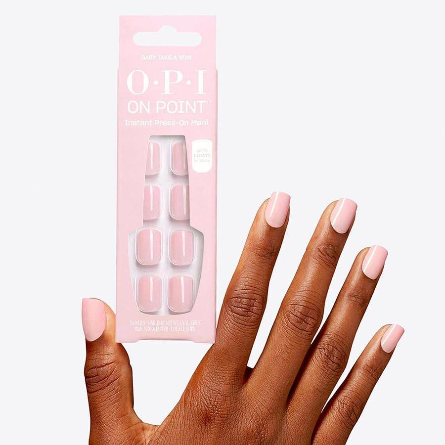imageOPI On Point Press On Nails Short Round Classic amp Accent Nail Art Press On Nails 24 Count With Nail Glue Instant PressOn Mani Long Lasting Reusable NondamagingBaby Take a Vow Nude Pastel Pink