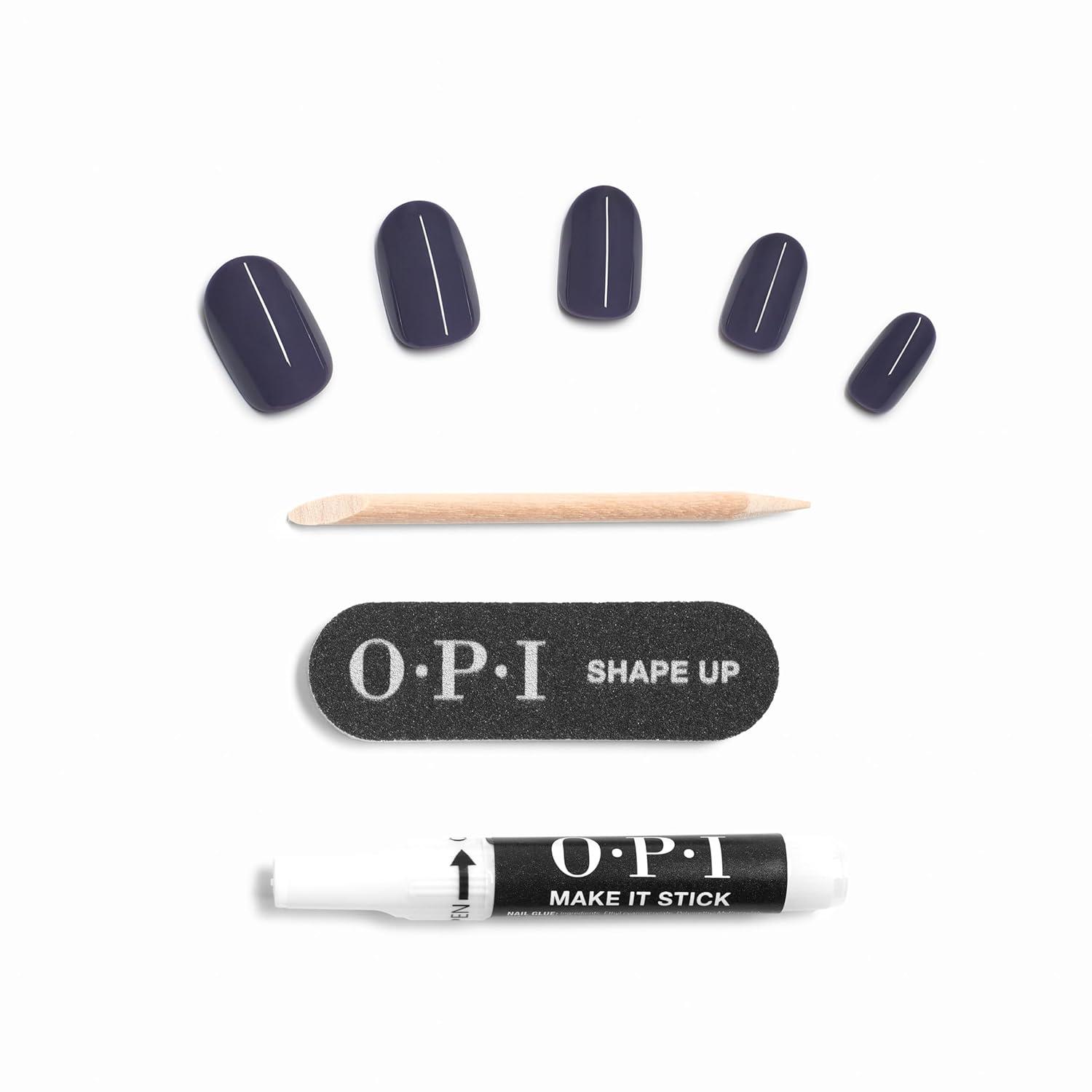 imageOPI On Point Press On Nails Short Round Classic amp Accent Nail Art Press On Nails 24 Count With Nail Glue Instant PressOn Mani Long Lasting Reusable NondamagingLess is Norse Dark Deep Blue