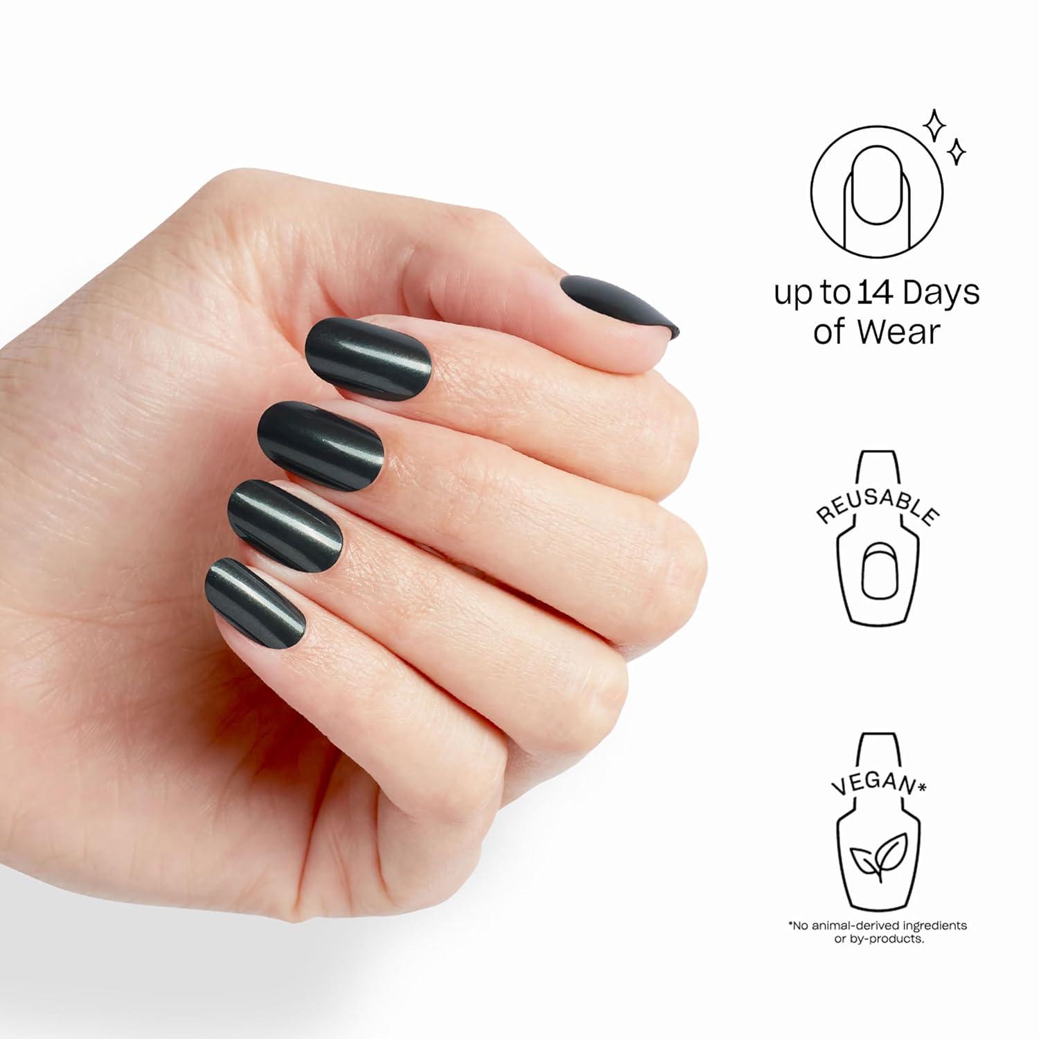 imageOPI On Point Press On Nails Short Round Classic amp Accent Nail Art Press On Nails 24 Count With Nail Glue Instant PressOn Mani Long Lasting Reusable NondamagingPeppermint Bark and Bite Dark Green Silver Shimmer