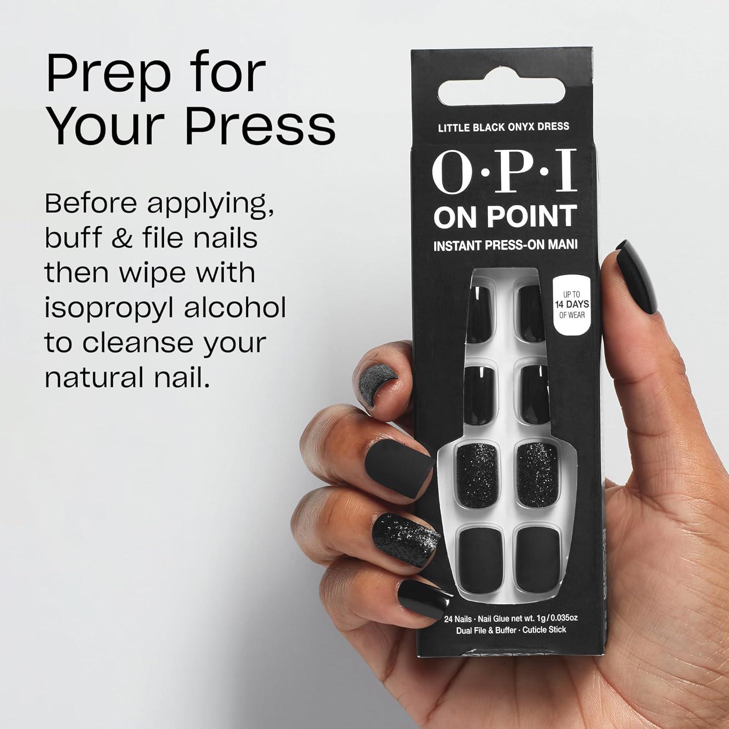 imageOPI On Point Press On Nails Short Round Classic amp Accent Nail Art Press On Nails 24 Count With Nail Glue Instant PressOn Mani Long Lasting Reusable NondamagingLittle Black Onyx Dress Black Matte with Accent Glitter