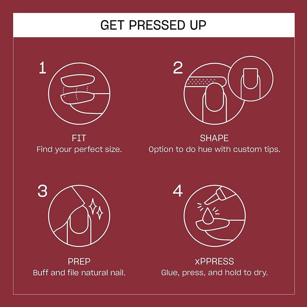 imageOPI On Point Press On Nails Short Round Classic amp Accent Nail Art Press On Nails 24 Count With Nail Glue Instant PressOn Mani Long Lasting Reusable NondamagingComo se Llama Cool Dark Red