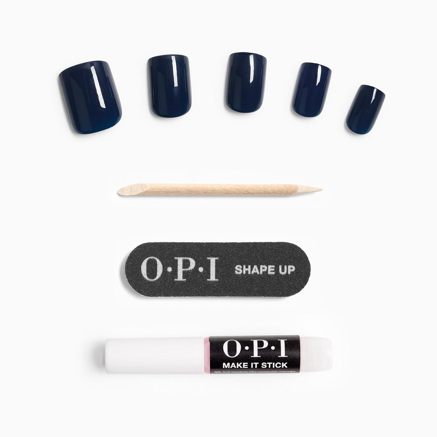 imageOPI On Point Press On Nails Short Round Classic amp Accent Nail Art Press On Nails 24 Count With Nail Glue Instant PressOn Mani Long Lasting Reusable NondamagingMidnight Mantra Dark Navy Blue