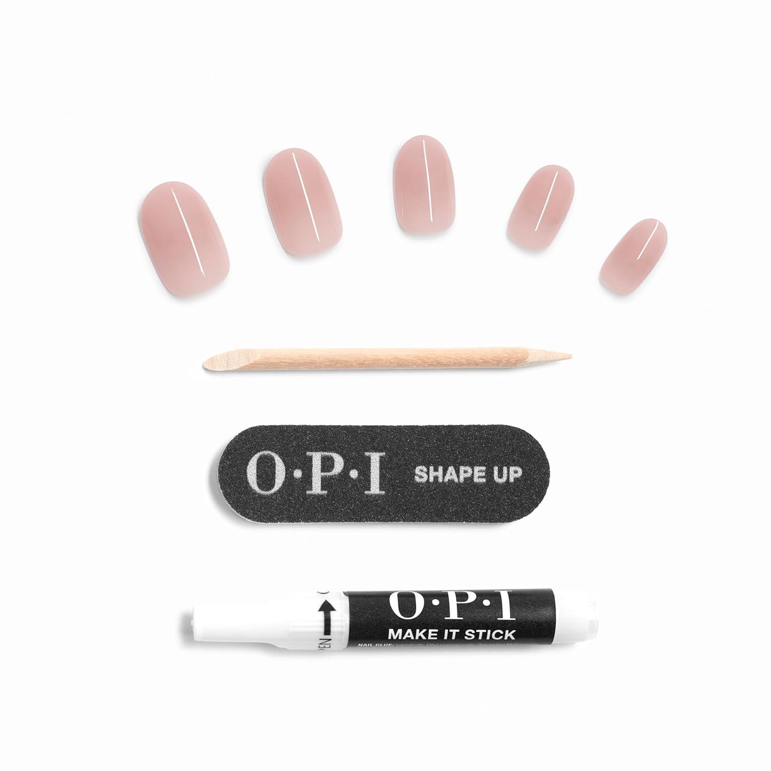 imageOPI On Point Press On Nails Short Round Classic amp Accent Nail Art Press On Nails 24 Count With Nail Glue Instant PressOn Mani Long Lasting Reusable NondamagingPut it in Neutral Soft Nude Beige Pink
