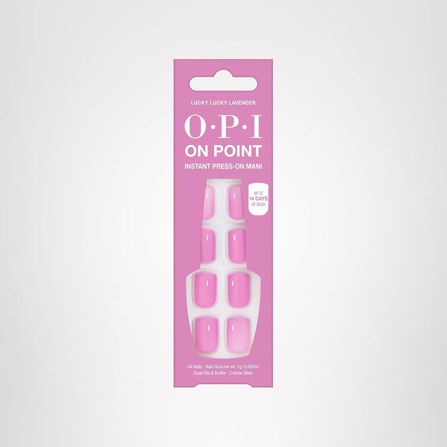 imageOPI On Point Press On Nails Short Round Classic amp Accent Nail Art Press On Nails 24 Count With Nail Glue Instant PressOn Mani Long Lasting Reusable NondamagingLucky Lucky Lavender Pink Lavender