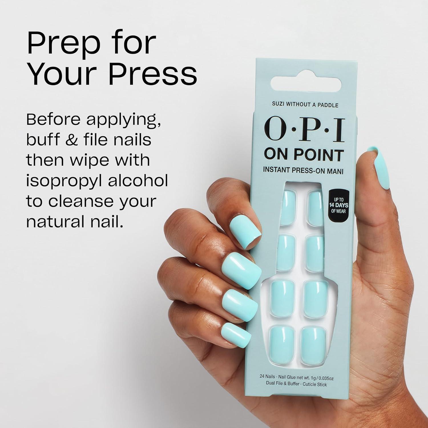 imageOPI On Point Press On Nails Short Round Classic amp Accent Nail Art Press On Nails 24 Count With Nail Glue Instant PressOn Mani Long Lasting Reusable NondamagingSuzi Without a Paddle Soft Cool Blue