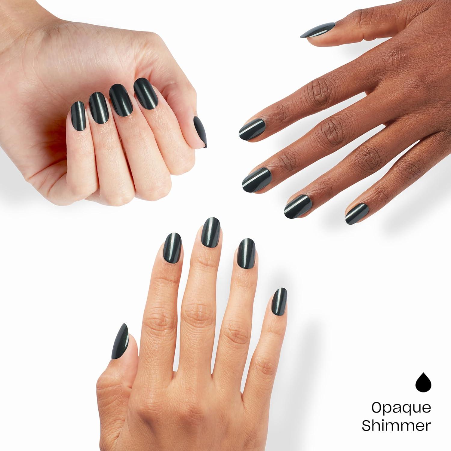 imageOPI On Point Press On Nails Short Round Classic amp Accent Nail Art Press On Nails 24 Count With Nail Glue Instant PressOn Mani Long Lasting Reusable NondamagingPeppermint Bark and Bite Dark Green Silver Shimmer