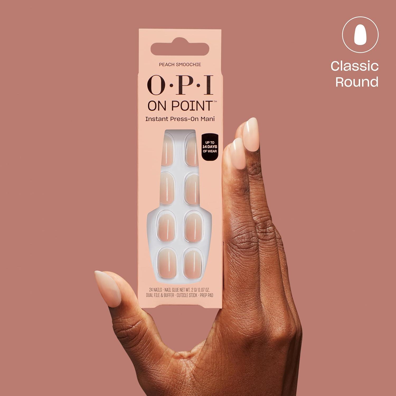 imageOPI On Point Press On Nails Short Round Classic amp Accent Nail Art Press On Nails 24 Count With Nail Glue Instant PressOn Mani Long Lasting Reusable NondamagingPeach Smoochie Nude Ombr Peach Beige