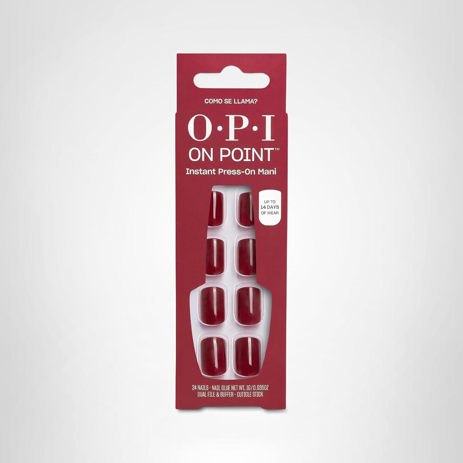 imageOPI On Point Press On Nails Short Round Classic amp Accent Nail Art Press On Nails 24 Count With Nail Glue Instant PressOn Mani Long Lasting Reusable NondamagingComo se Llama Cool Dark Red