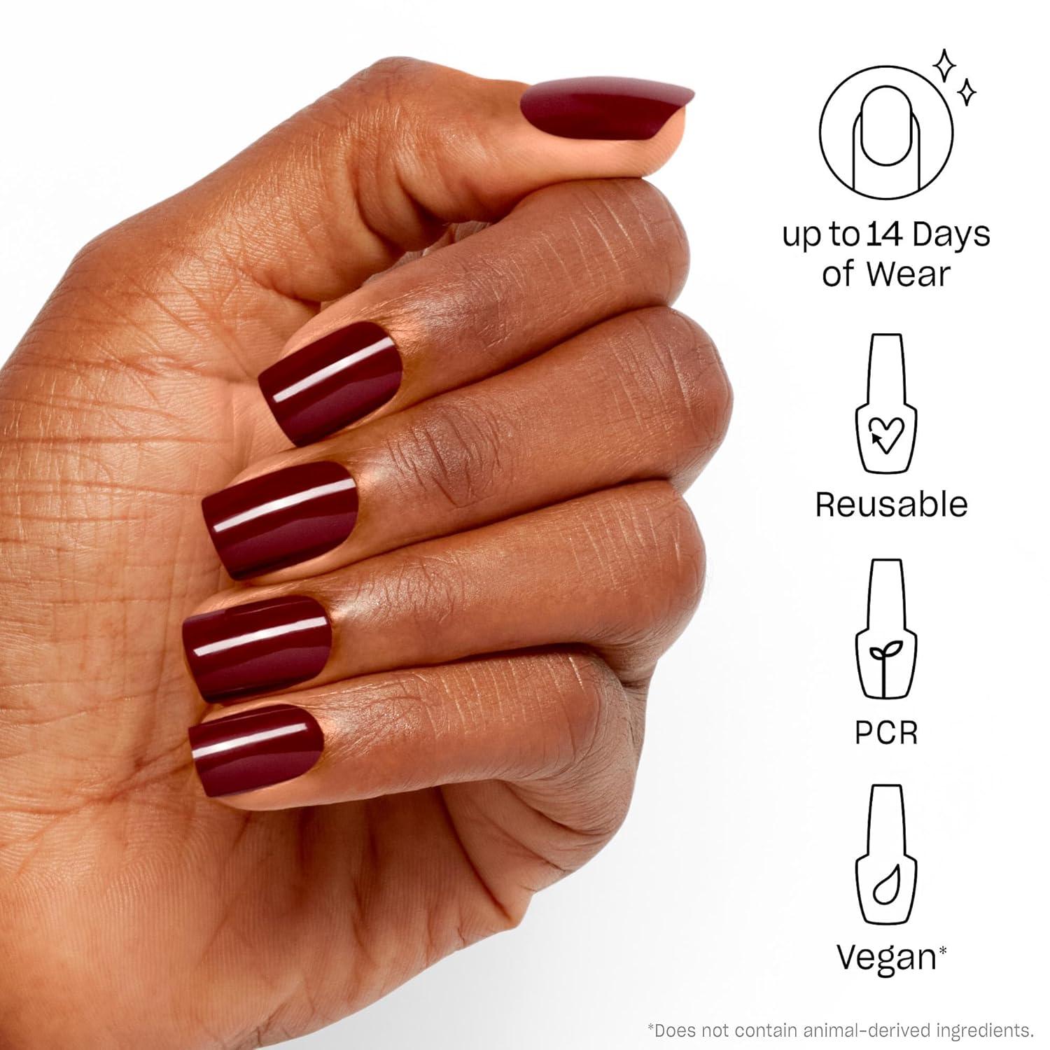 imageOPI On Point Press On Nails Short Round Classic amp Accent Nail Art Press On Nails 24 Count With Nail Glue Instant PressOn Mani Long Lasting Reusable NondamagingComo se Llama Cool Dark Red