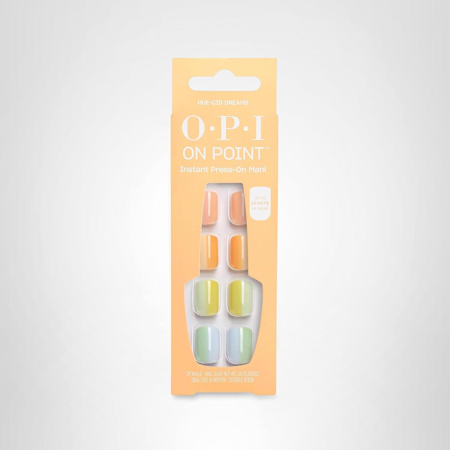 imageOPI On Point Press On Nails Short Round Classic amp Accent Nail Art Press On Nails 24 Count With Nail Glue Instant PressOn Mani Long Lasting Reusable NondamagingHuecid Dreams Pastel Rainbow