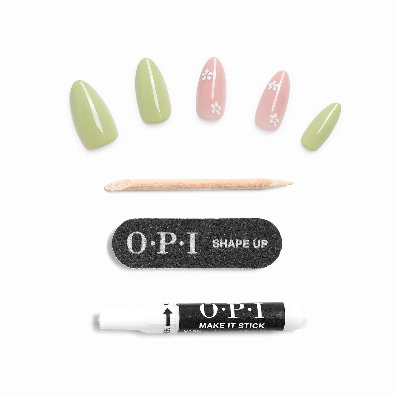 imageOPI On Point Press On Nails Short Round Classic amp Accent Nail Art Press On Nails 24 Count With Nail Glue Instant PressOn Mani Long Lasting Reusable NondamagingI Gleam of Spring Pastel Green Pink Floral