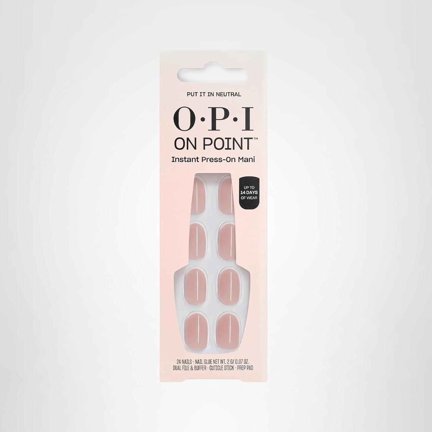 imageOPI On Point Press On Nails Short Round Classic amp Accent Nail Art Press On Nails 24 Count With Nail Glue Instant PressOn Mani Long Lasting Reusable NondamagingPut it in Neutral Soft Nude Beige Pink