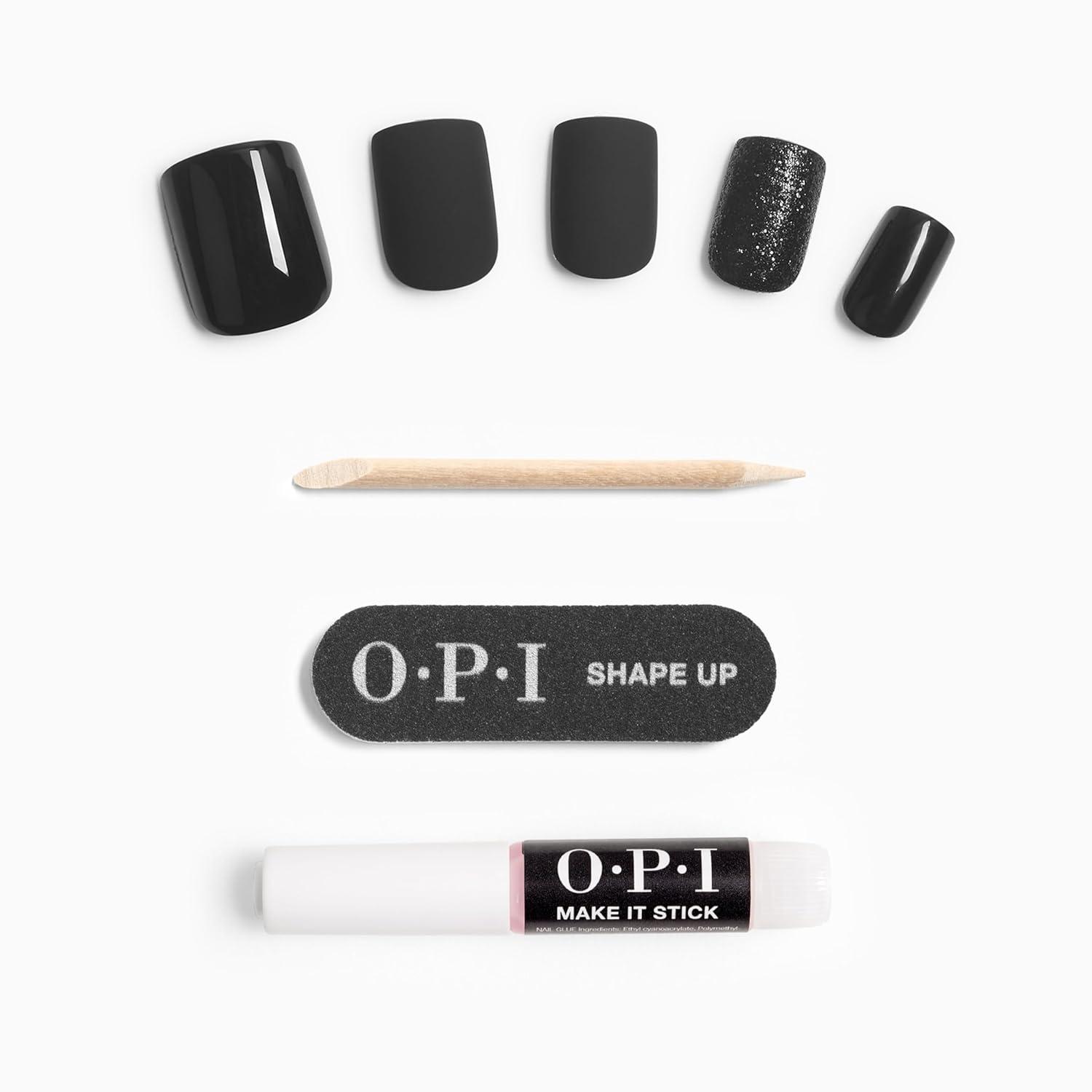 imageOPI On Point Press On Nails Short Round Classic amp Accent Nail Art Press On Nails 24 Count With Nail Glue Instant PressOn Mani Long Lasting Reusable NondamagingLittle Black Onyx Dress Black Matte with Accent Glitter
