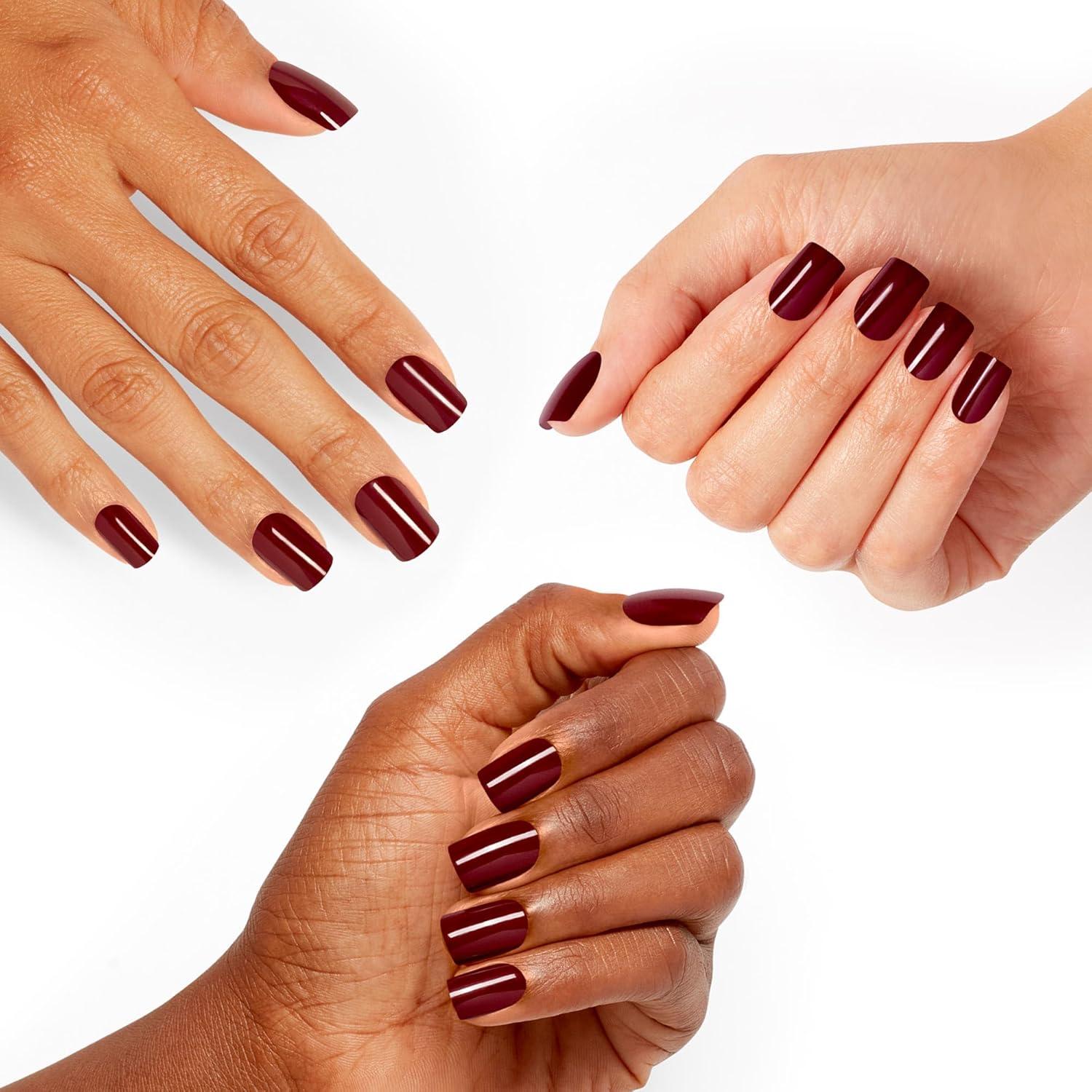 imageOPI On Point Press On Nails Short Round Classic amp Accent Nail Art Press On Nails 24 Count With Nail Glue Instant PressOn Mani Long Lasting Reusable NondamagingComo se Llama Cool Dark Red