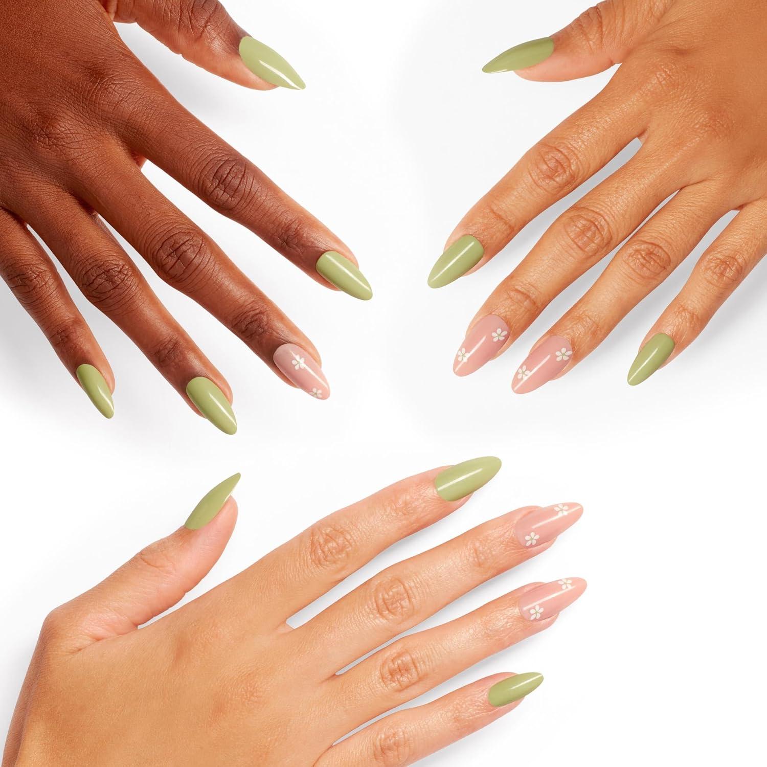 imageOPI On Point Press On Nails Short Round Classic amp Accent Nail Art Press On Nails 24 Count With Nail Glue Instant PressOn Mani Long Lasting Reusable NondamagingI Gleam of Spring Pastel Green Pink Floral