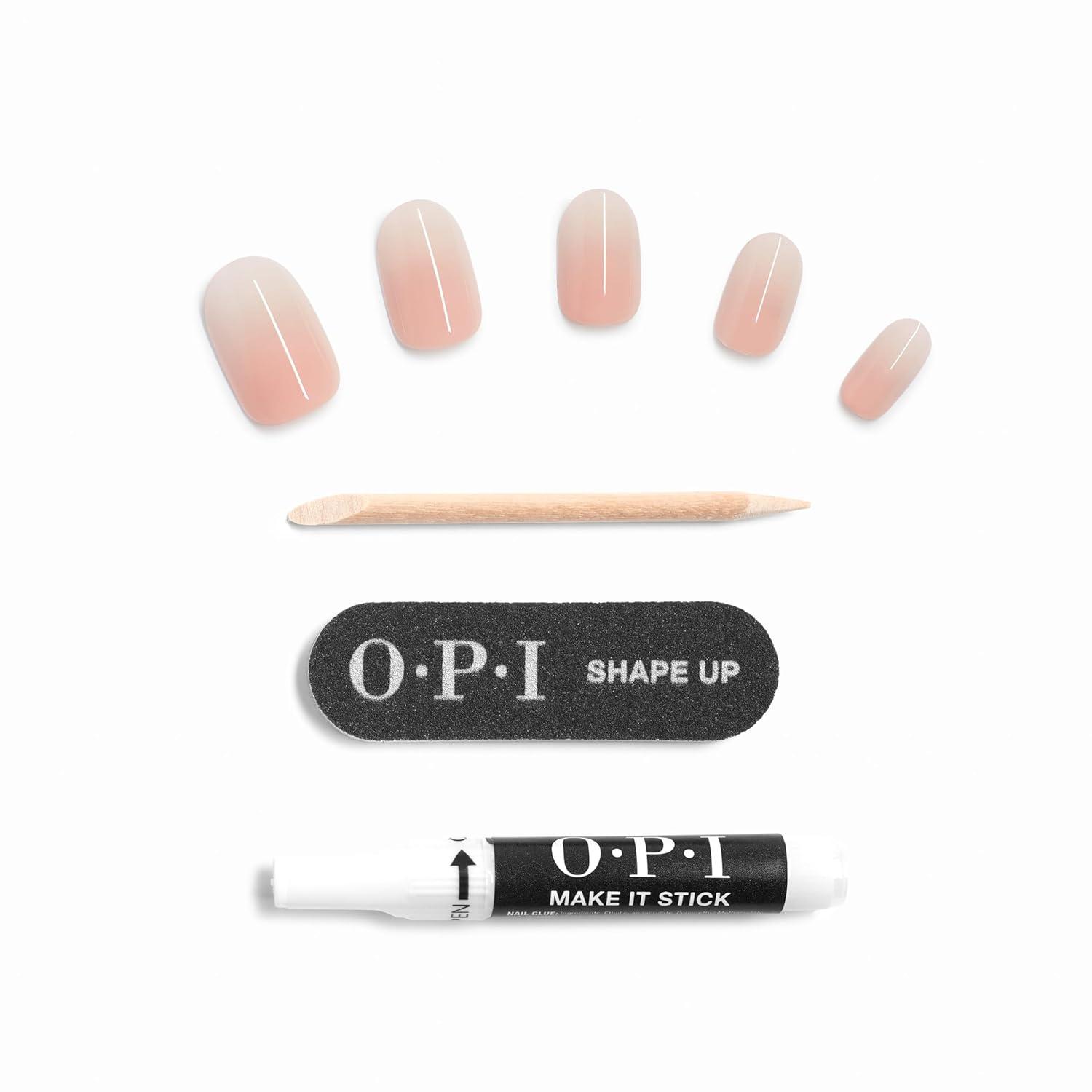 imageOPI On Point Press On Nails Short Round Classic amp Accent Nail Art Press On Nails 24 Count With Nail Glue Instant PressOn Mani Long Lasting Reusable NondamagingPeach Smoochie Nude Ombr Peach Beige