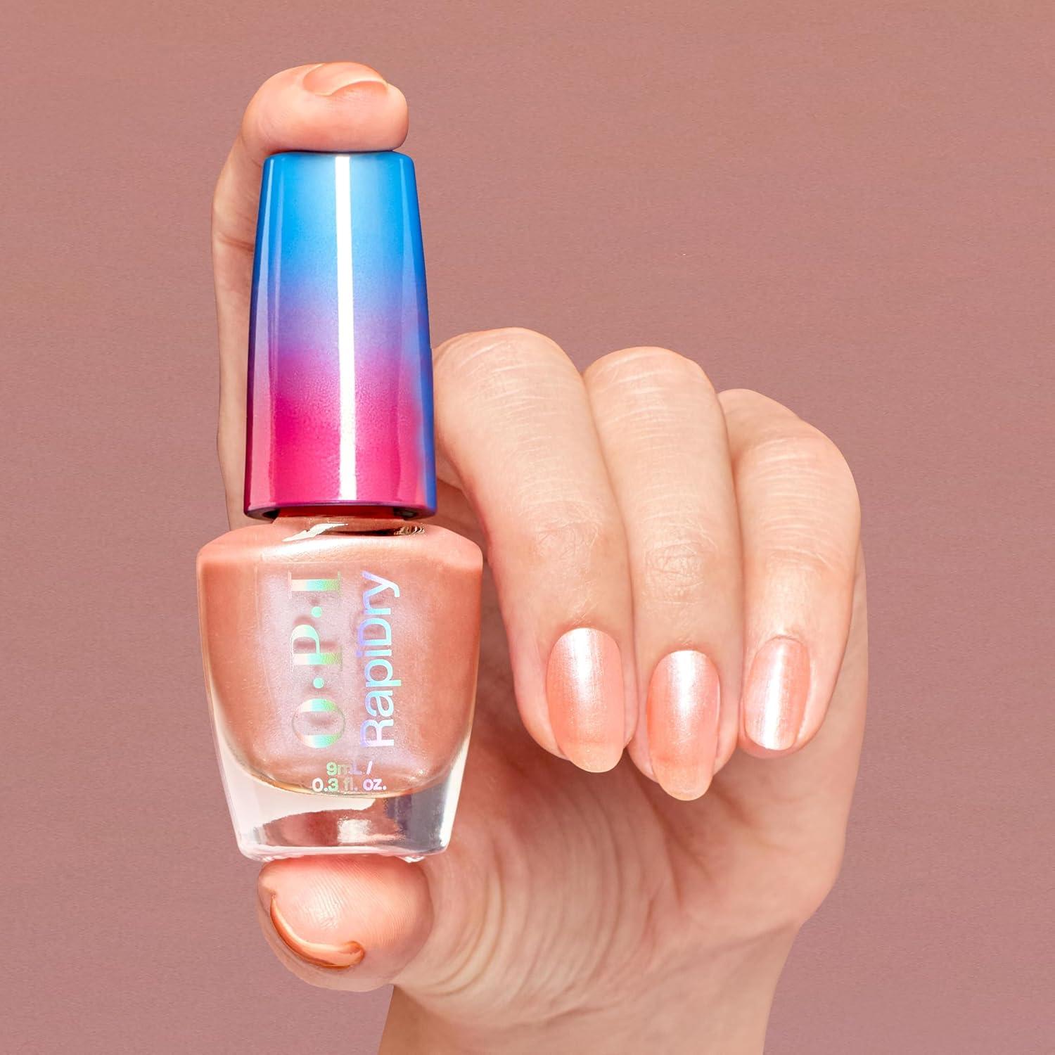 imageOPI RapiDry Quick Dry Nail Polish Colors Opaque Crme amp Shimmer Winter Shades Smudge Proof and Fast Drying in 60 Seconds Vegan Formula Snow Time to Waste Holiday 2025Stun n Done Light Pink Shimmer