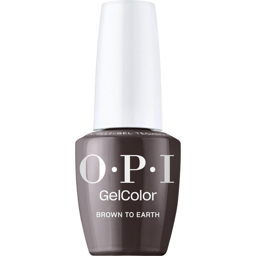 imageOPI GelColor LED Cure Gel Nail Polish Nude amp Brown Shades SalonQuality Shine LongLasting Wear Easily Soak Off Removal Vegan amp HEMA Free 05 Fl OzBrown to Earth Opaque Dark Brown