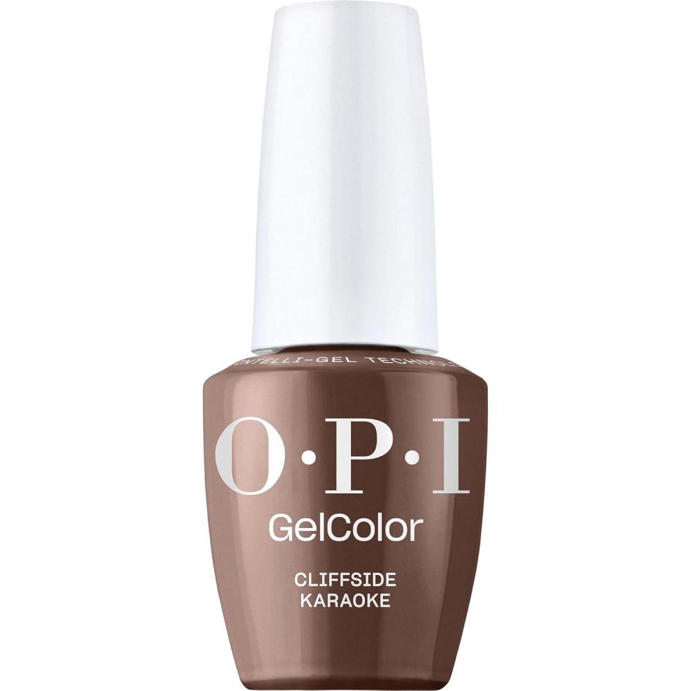 imageOPI GelColor LED Cure Gel Nail Polish Nude amp Brown Shades SalonQuality Shine LongLasting Wear Easily Soak Off Removal Vegan amp HEMA Free 05 Fl OzCliffside Karaoke Opaque Dark Neutral Brown