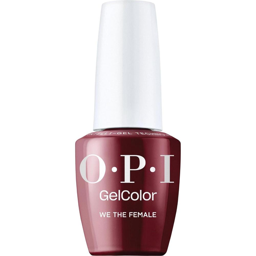 imageOPI GelColor LED Cure Gel Nail Polish  Red Shades  SalonQuality Shine LongLasting Wear  Easily Soak Off Removal  Vegan amp HEMA Free  05 Fl OzWe the Female  Opaque Dark Cool Burgundy Red