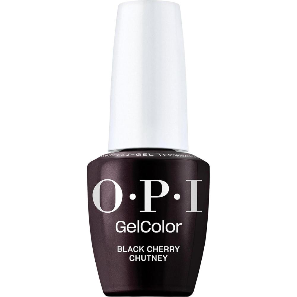 imageOPI GelColor LED Cure Gel Nail Polish  White Gray amp Black Shades  SalonQuality Shine LongLasting Wear  Easily Soak Off Removal  Vegan amp HEMA Free  05 Fl OzBlack Cherry Chutney  Opaque Dark BlackRed Pearl Shimmer