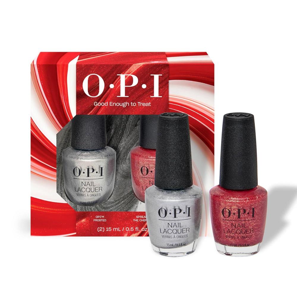 imageOPI Nail Lacquer Nail Polish Colors SemiSheer Opaque amp Shimmer Winter Shades Fast Drying Streak Free amp Chip Resistant Wear Good Enough to Treat Collection Holiday 2025Duo Set OPIm Frosted Spread the Cherry