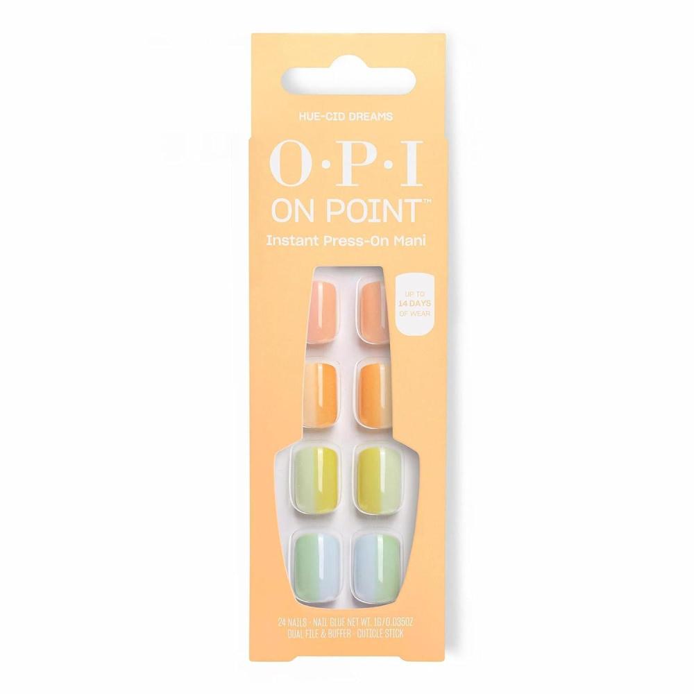 imageOPI On Point Press On Nails Short Round Classic amp Accent Nail Art Press On Nails 24 Count With Nail Glue Instant PressOn Mani Long Lasting Reusable NondamagingHuecid Dreams Pastel Rainbow