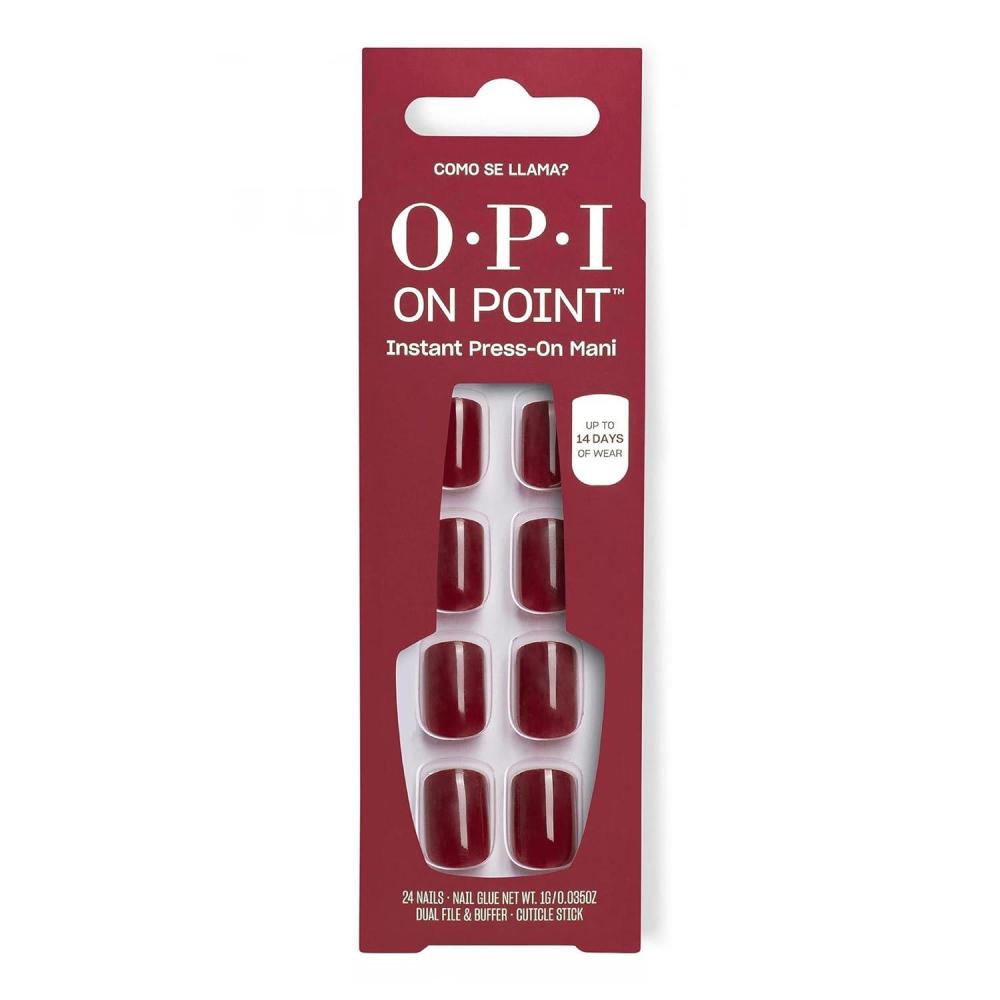 imageOPI On Point Press On Nails Short Round Classic amp Accent Nail Art Press On Nails 24 Count With Nail Glue Instant PressOn Mani Long Lasting Reusable NondamagingComo se Llama Cool Dark Red