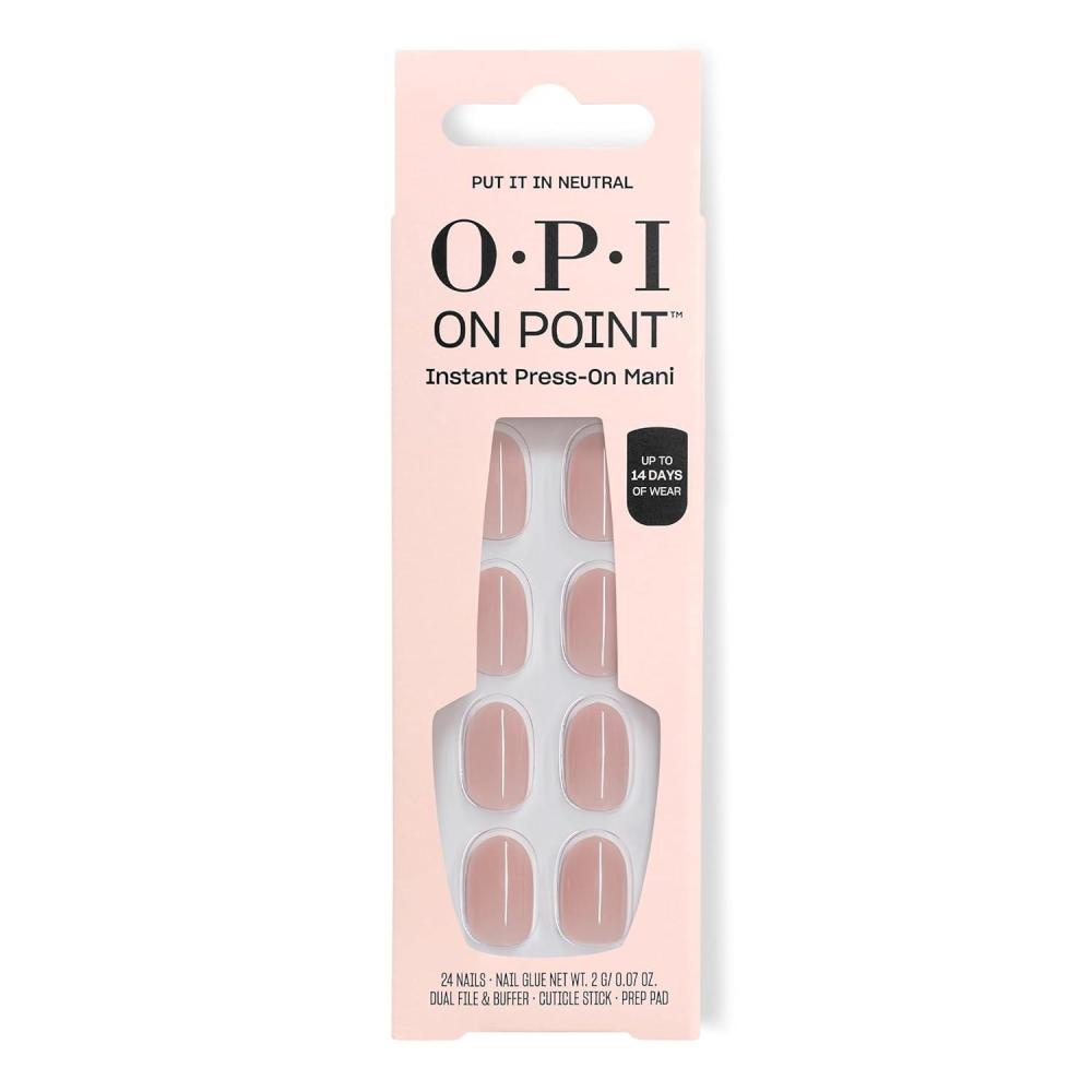 imageOPI On Point Press On Nails Short Round Classic amp Accent Nail Art Press On Nails 24 Count With Nail Glue Instant PressOn Mani Long Lasting Reusable NondamagingPut it in Neutral Soft Nude Beige Pink