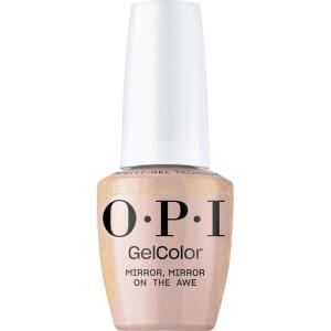 OPI GelColor LED Cure Gel Nail Polish | Nude & Brown Shades | Salon-Quality Shine, Long-Lasting Wear | Easily Soak Off Removal | Vegan & HEMA Free | 0.5 Fl Oz(Mirror  Mirror on the Awe | Semi-Sheer Pastel Peach with Gold Shimmer)