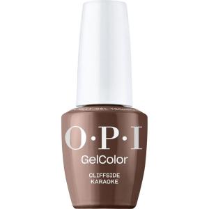 OPI GelColor LED Cure Gel Nail Polish | Nude & Brown Shades | Salon-Quality Shine, Long-Lasting Wear | Easily Soak Off Removal | Vegan & HEMA Free | 0.5 Fl Oz(Cliffside Karaoke | Opaque Dark Neutral Brown)