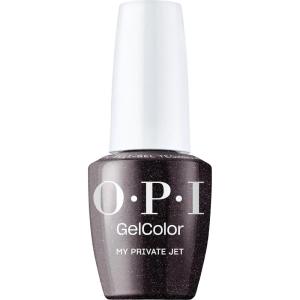 OPI GelColor LED Cure Gel Nail Polish | White, Gray & Black Shades | Salon-Quality Shine, Long-Lasting Wear | Easily Soak Off Removal | Vegan & HEMA Free | 0.5 Fl Oz(My Private Jet | Opaque Deep Black Shimmer)
