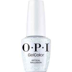 OPI GelColor LED Cure Gel Nail Polish | White, Gray & Black Shades | Salon-Quality Shine, Long-Lasting Wear | Easily Soak Off Removal | Vegan & HEMA Free | 0.5 Fl Oz(Optical Nailusion | Opaque Bright Iridescent White Glitter)