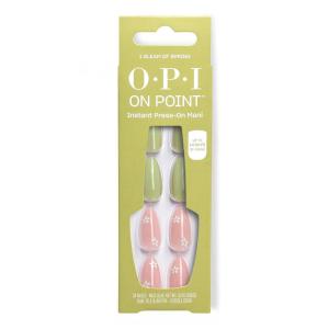 OPI On Point Press On Nails | Short Round Classic & Accent Nail Art Press On Nails | 24 Count With Nail Glue | Instant Press-On Mani | Long Lasting, Reusable, Non-damaging(I Gleam of Spring | Pastel Green & Pink Floral)