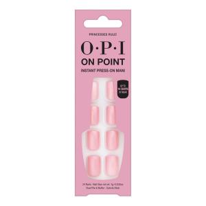 OPI On Point Press On Nails | Short Round Classic & Accent Nail Art Press On Nails | 24 Count With Nail Glue | Instant Press-On Mani | Long Lasting, Reusable, Non-damaging(Princesses Rule! | Pink with Shimmer)