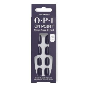 OPI On Point Press On Nails | Short Round Classic & Accent Nail Art Press On Nails | 24 Count With Nail Glue | Instant Press-On Mani | Long Lasting, Reusable, Non-damaging(Less is Norse | Dark Deep Blue)
