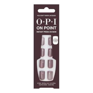 OPI On Point Press On Nails | Short Round Classic & Accent Nail Art Press On Nails | 24 Count With Nail Glue | Instant Press-On Mani | Long Lasting, Reusable, Non-damaging(You Don’t Know Jacques! | Dark Warm Taupe Brown)