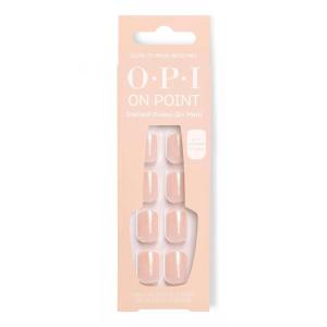 OPI On Point Press On Nails | Short Round Classic & Accent Nail Art Press On Nails | 24 Count With Nail Glue | Instant Press-On Mani | Long Lasting, Reusable, Non-damaging(Glow to Prom With Me? | Soft Iridescent Nude with Shimmer)