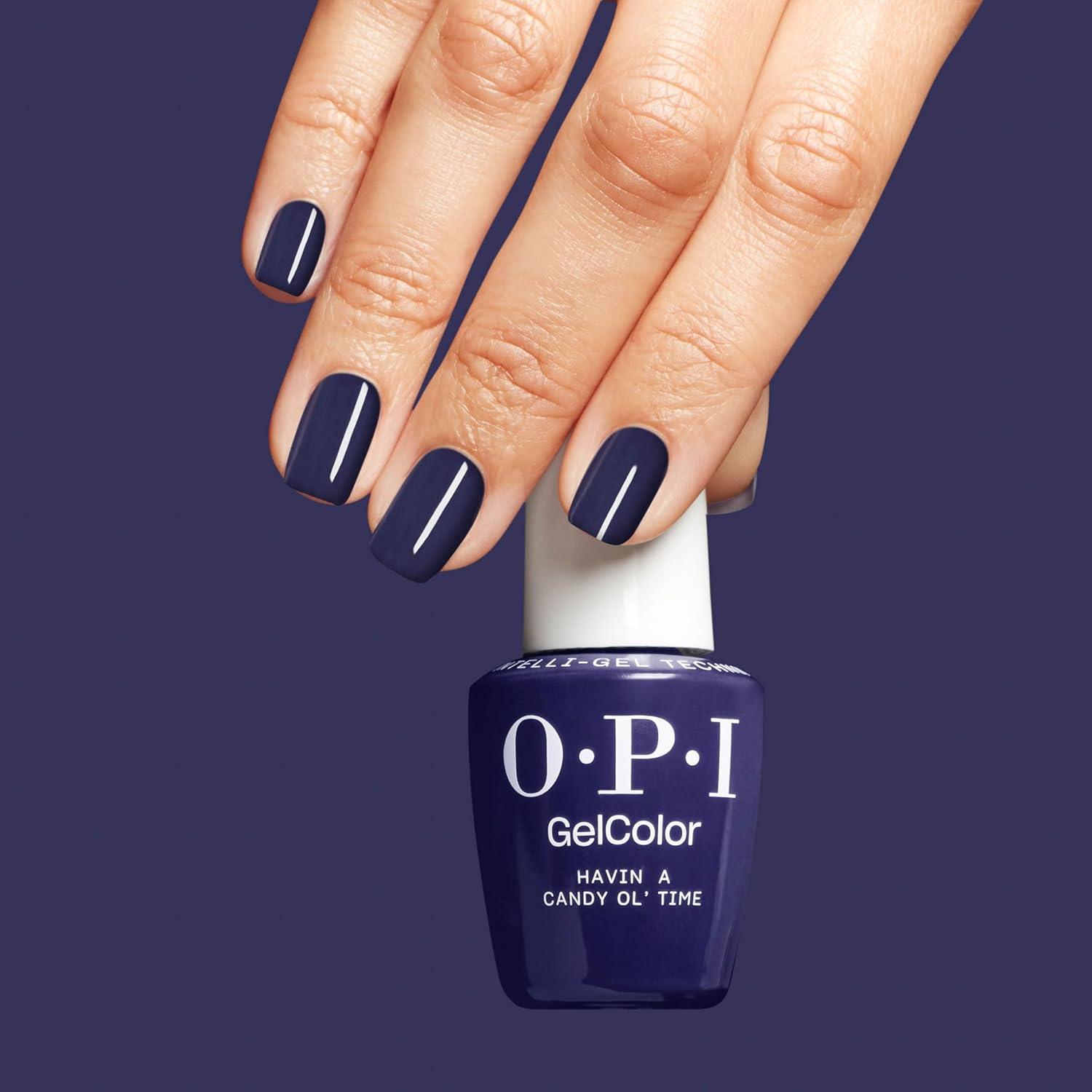imageOPI GelColor SemiSheer Opaque amp Shimmer Winter Shades Long Lasting UV Cure Gel Nail Polish with High Shine Vegan amp HEMA Free Good Enough to Treat Collection Holiday 2025Havin a Candy Ol Time Opaque Neutral Dark Blue Crme