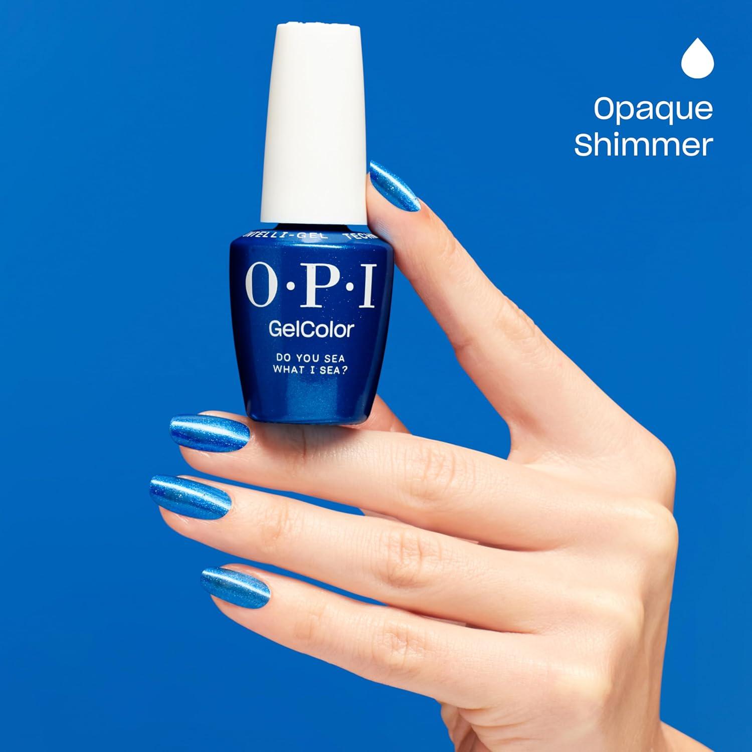 imageOPI GelColor LED Cure Gel Nail Polish Blue amp Green Shades SalonQuality Shine LongLasting Wear Easily Soak Off Removal Vegan amp HEMA Free 05 Fl OzDo You Sea What I Sea Opaque Bright Ocean Blue Shimmer
