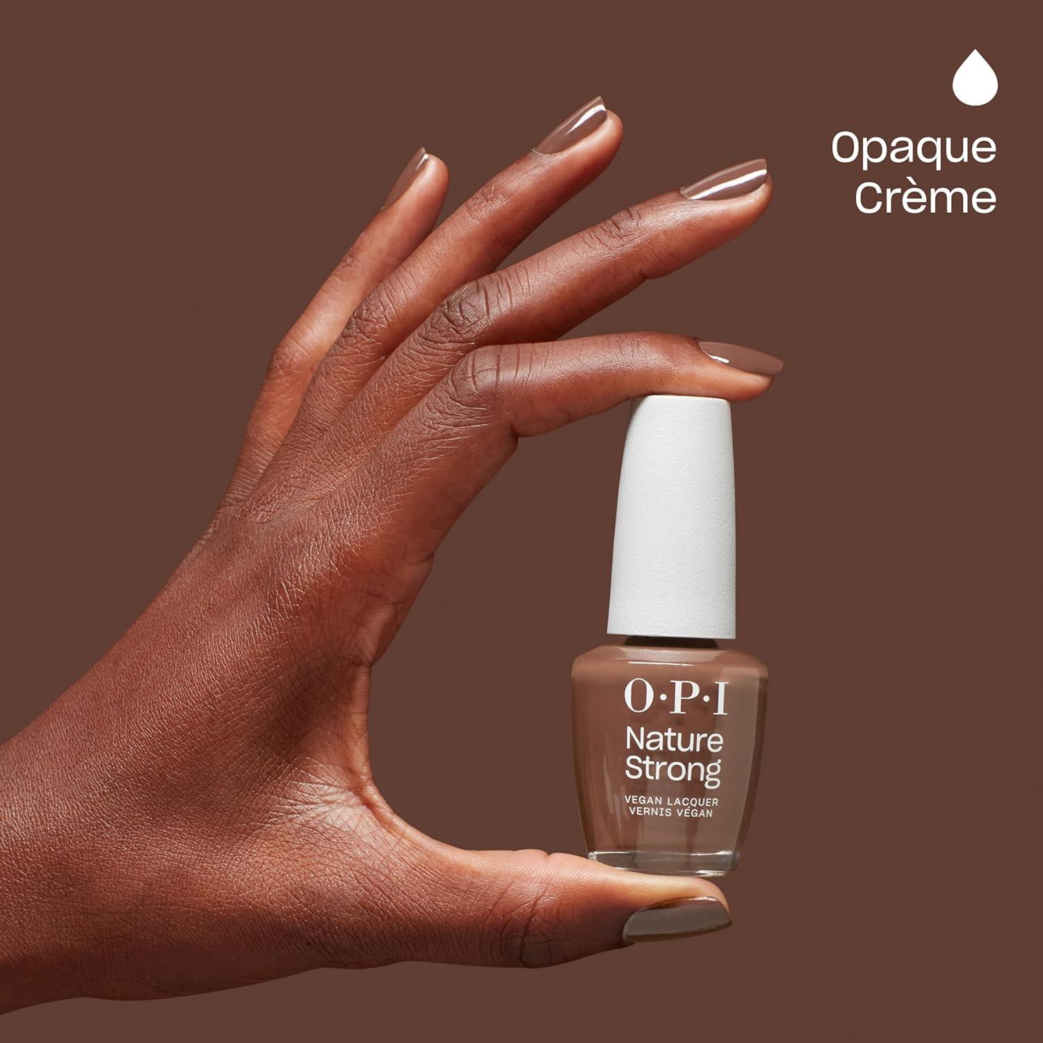 imageOPI Nature Strong Natural Origin 3Step System Botanical Base Coat Top Coat and Various Nail Polish Colors High Shine Color Protection EcoFriendly Plant Based Vegan amp Cruelty FreeMake My Bark on the World Opaque Dark Neutral Brown
